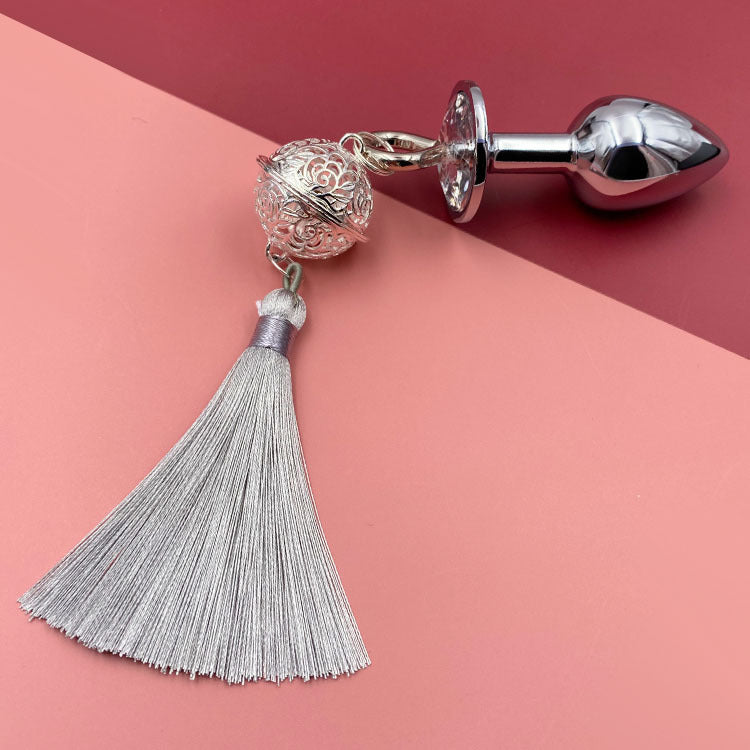 Metal Bell Anal Plug Erotic - Grey & Silver - image 7