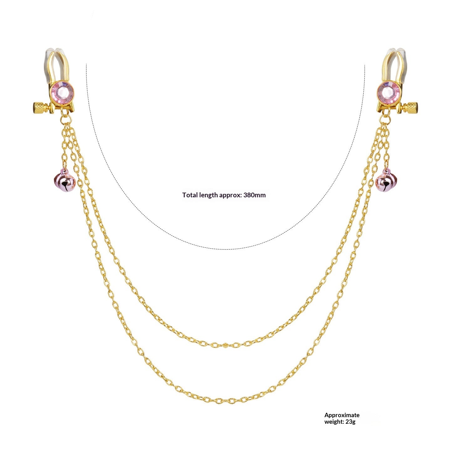 Crystal Chain-linked Nipple Ring  - Pink - image 3