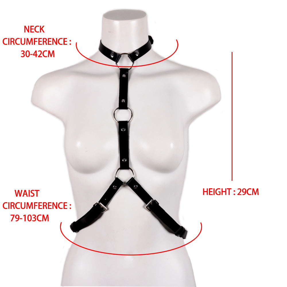 BDSM Leather Handcuffs with Waist Harness - image 4