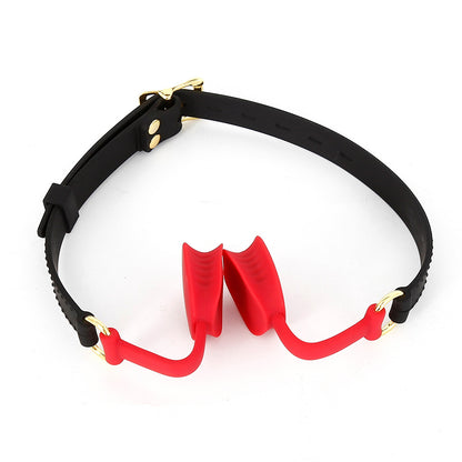 Soft Silicone Open-Mouth Gag with Adjustable Strap - Red - image 10