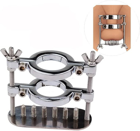 Adjustable Stainless Steel CBT Ball Stretcher with Removable Spikes – Extreme Pleasure & Pain Control - image 0