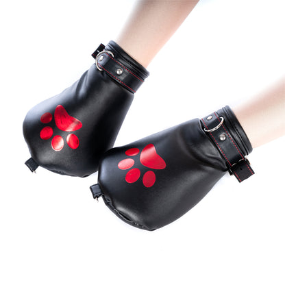 Puppy Erotic Leather Role Play Mask with Gloves - image 5