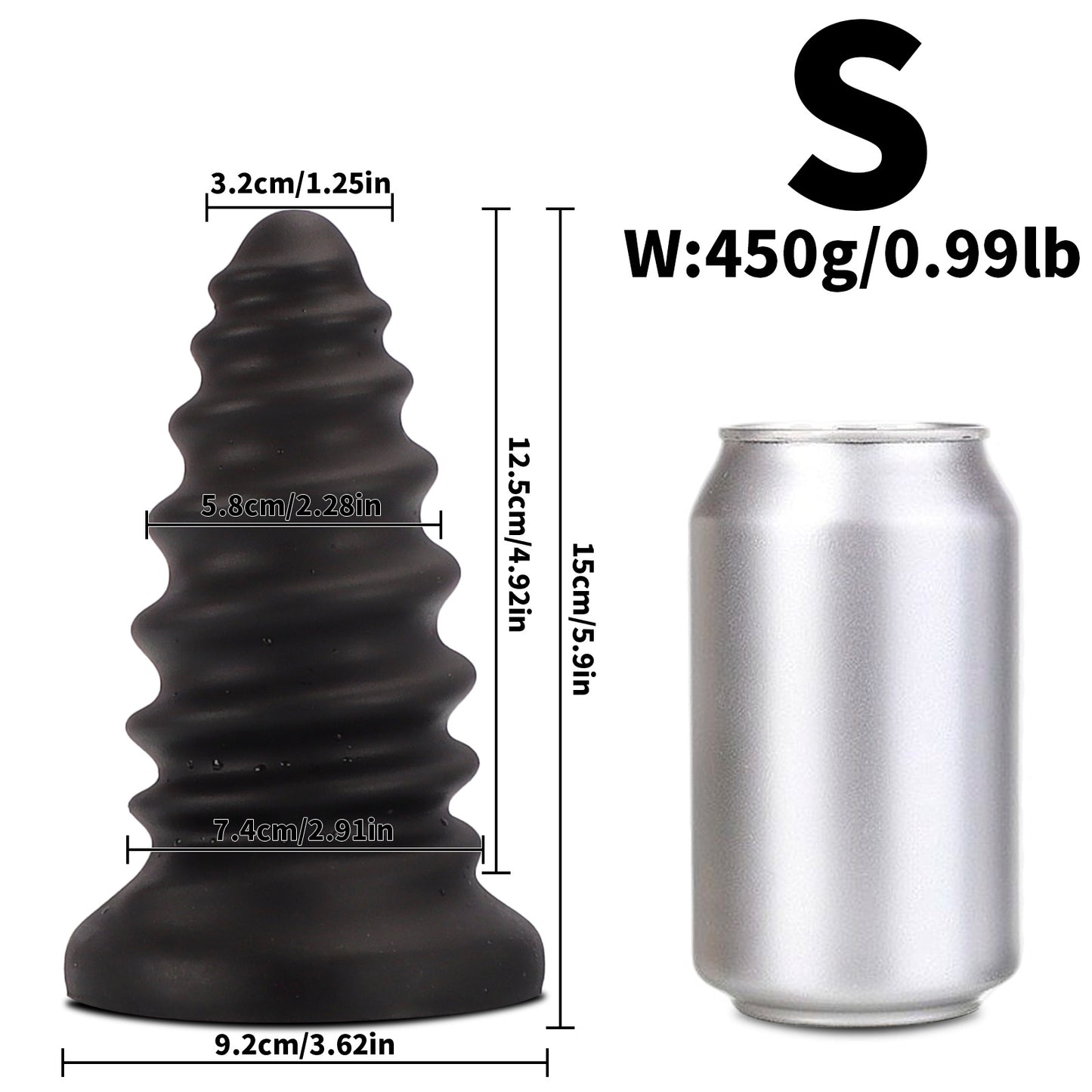 Triple-Stage Titan Mega Silicone Plug - Black - S - image 0
