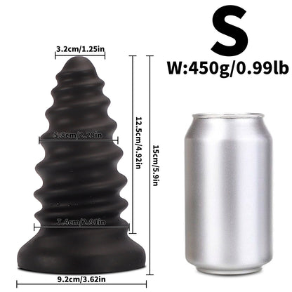 Triple-Stage Titan Mega Silicone Plug - Black - S - image 0