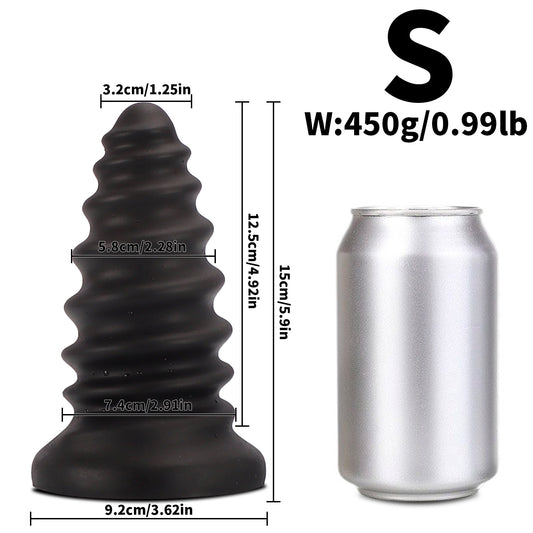 Triple-Stage Titan Mega Silicone Plug - Black - S - image 0