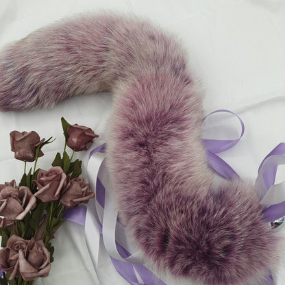 Soft Lavender Purple Handmade Detachable Plug Fox Tail - 50cm - image 2