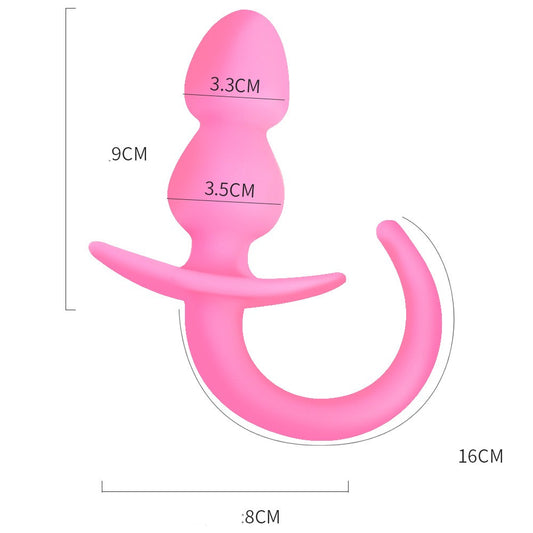 Dog Tail Butt Plug Anal Beads - Pink luminous - image 1