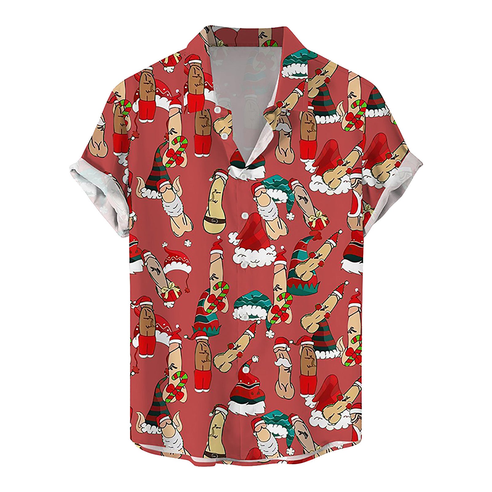 Funny Penis Printed Hawaii Beach Shirts  - Red - 5XL - image 0