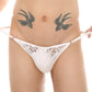 Men's Deep V-neck Lace Trim Sleepwear Sissy Men's Bra - White Panties - 2XL - image 20