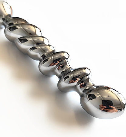 Long Metal Beaded Butt Plug - image 3
