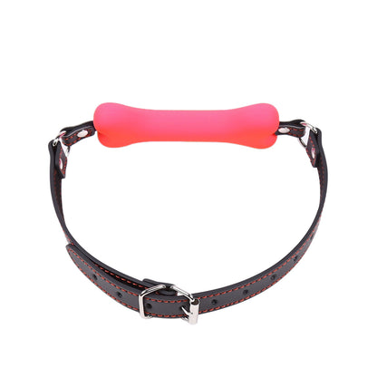 Silicone Bone SM Mouth Gag - Pink - Buckle - image 3