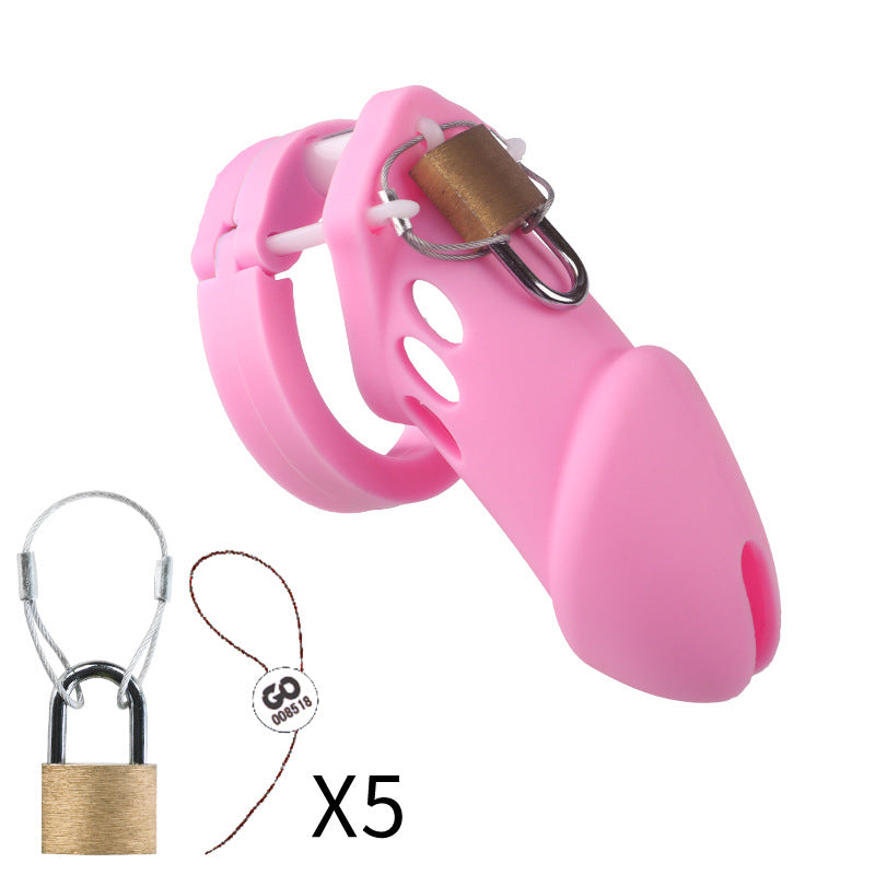 Male's Silicone Device Cage 2.76 inches and 3.54 inches long(all rings included) - Pink - 3.54 inches - image 1