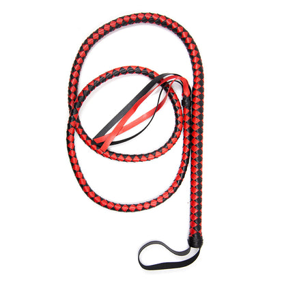 74.8 Inch Pu Leather Flogger Whip - Black and Red - image 4
