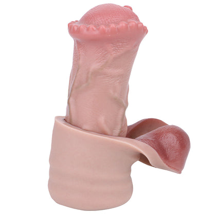Realistic Penis Sleeve Extender With Secure Scrotum Ring - image 2