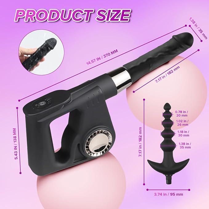 Min Sex Machine with Realistic Dildo & Anal Plug – Adjustable Impact Modes & USB Rechargeable - Black - image 8