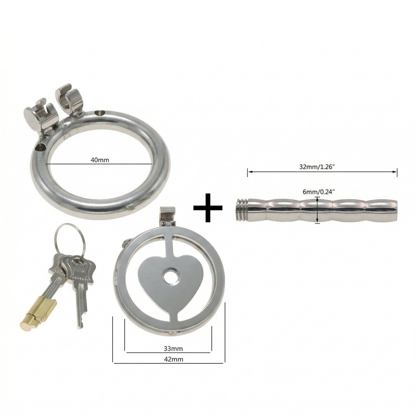 Lock Your Heart Chastity Cage - 40mm + Short Urethral Tube - image 7