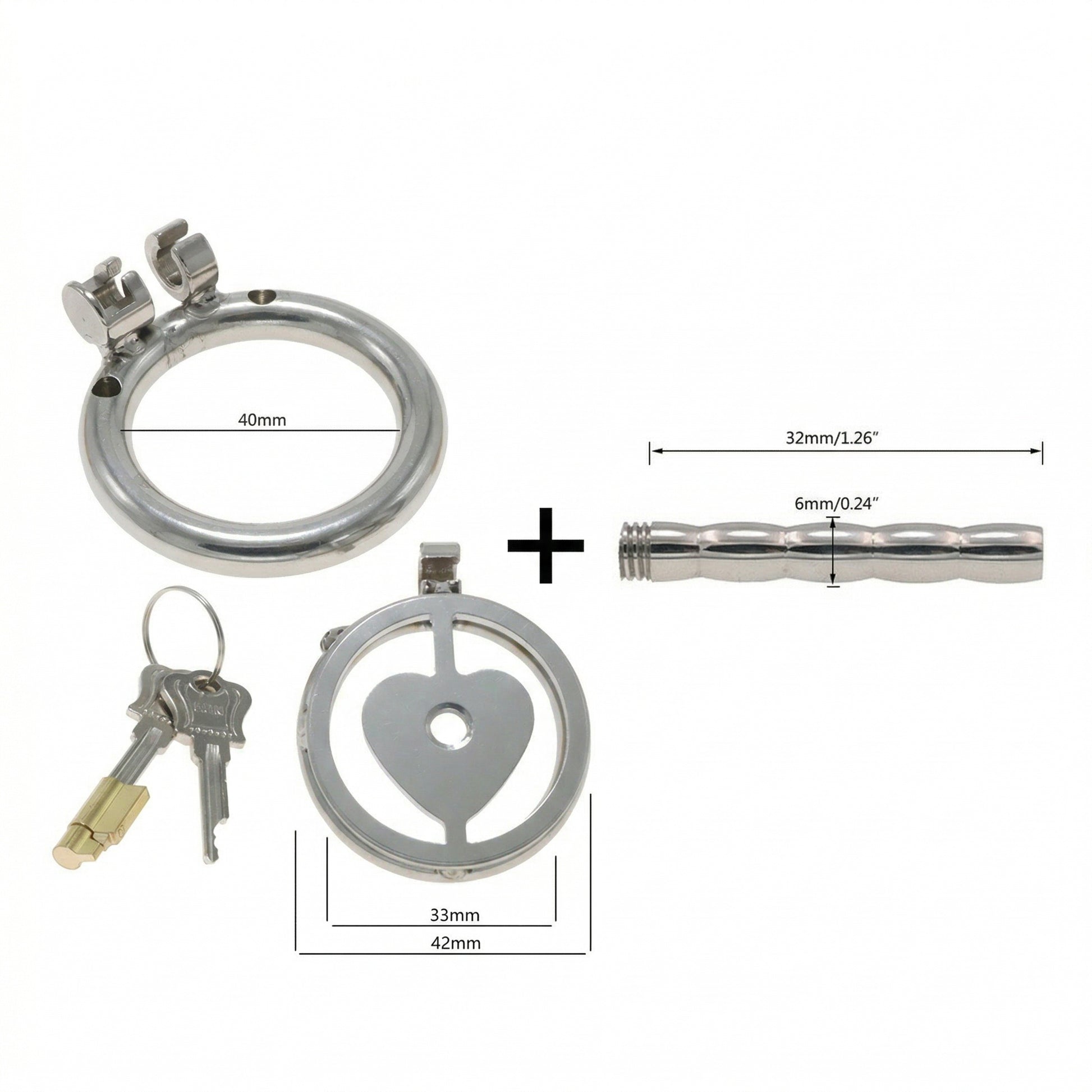 Lock Your Heart Chastity Cage - 40mm + Short Urethral Tube - image 7