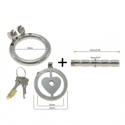 Lock Your Heart Chastity Cage - 40mm + Short Urethral Tube - image 7