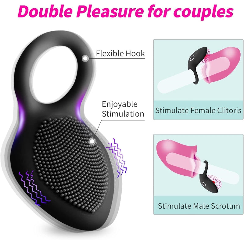 10-Speed Vibrating Cock Ring - Rechargeable Stretchy Silicone Ring for Couples - image 4