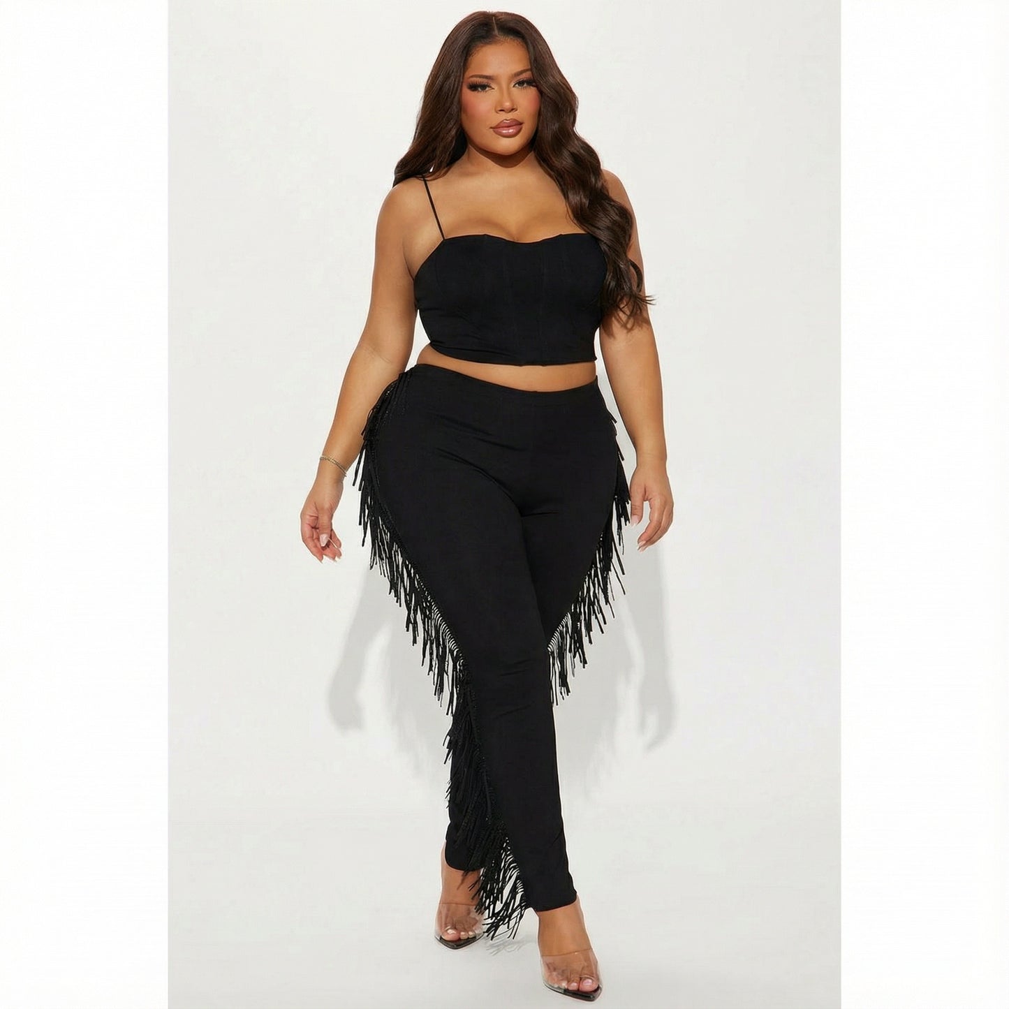 Rhinestone Fringe Legging - image 0