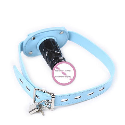 Penis Dildo Mouth Gag - Blue - L - image 3