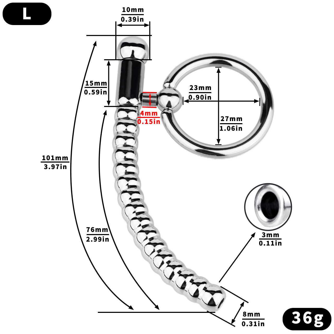 Penis Plug Stick Cock Ring - L - image 5