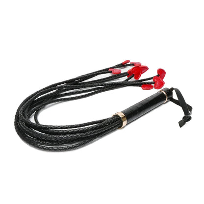 8-Tail Vegan Leather Whip with Red Heart Tips - image 5