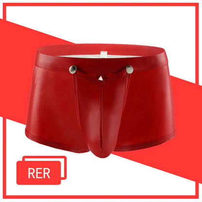 Men's Faux Leather Open-Crotch Boxer Panties - Red - 2XL - image 2