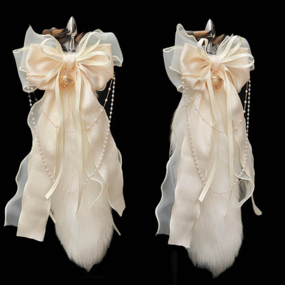 Luxury Fox Tail Plug Set – 15.7" Plush Tail With Pearl Chain & Interchangeable Plug Heads - image 11