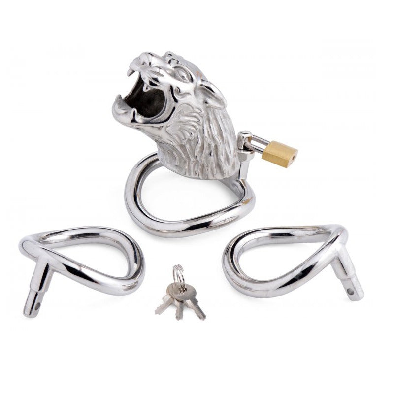 Tiger Head Chastity Cage - 3 rings set - image 3