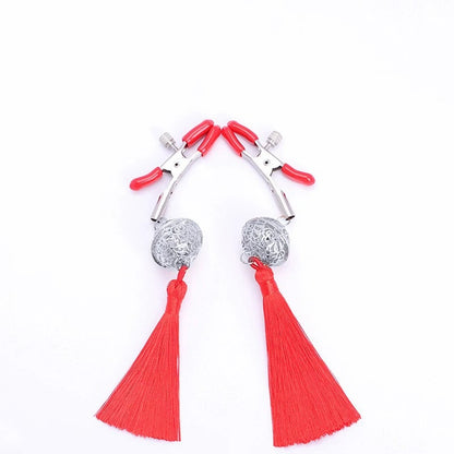 Non-Piercing Tassel Nipple Clips - Red - image 9