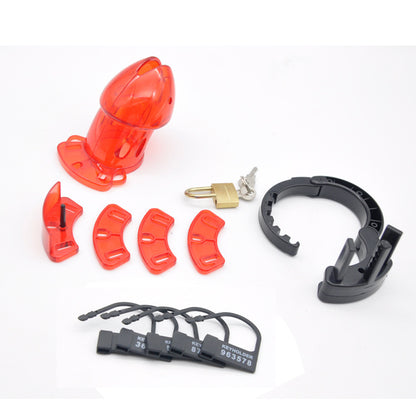 Red Jacked Adjustable Locking Male Cock Cuff Chastity Device - image 2