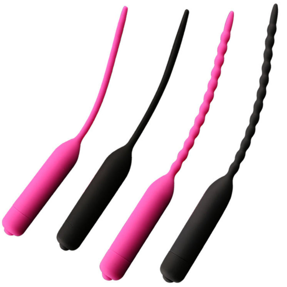 10-Speed Modes Quiver Vibrating Penis Plug - Beaded Black - 7.5mm - image 2