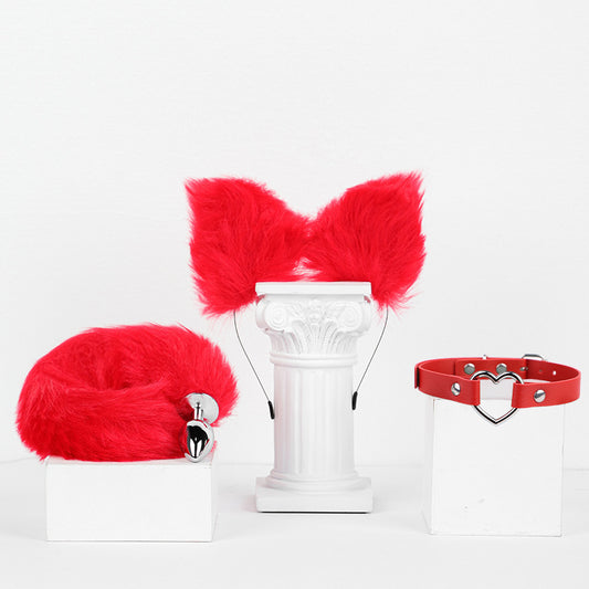 Three-piece Fox Tail Costume Set - Red - image 2