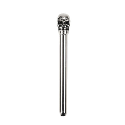 Male Penis Urethral Sound Stainless Steel Skull Head - Silver - image 1