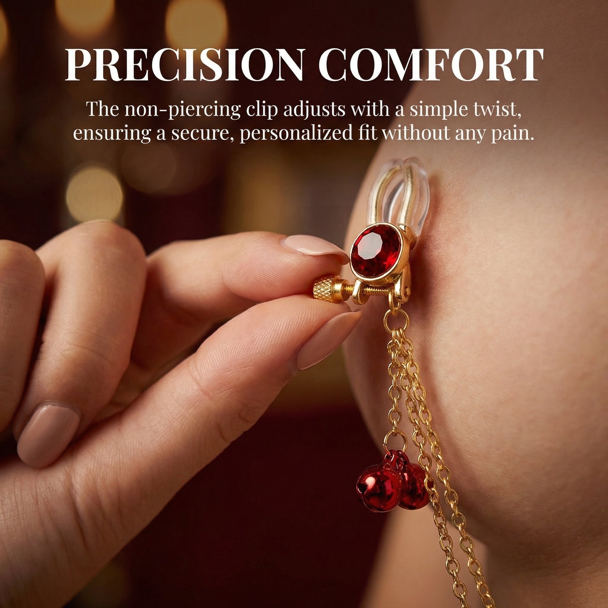 Crystal Chain-linked Nipple Ring  - image 4