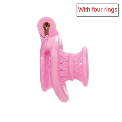 ABS Negative Chastity Cage for Men Lightweight with 4 Rings  - Pink - A - image 6
