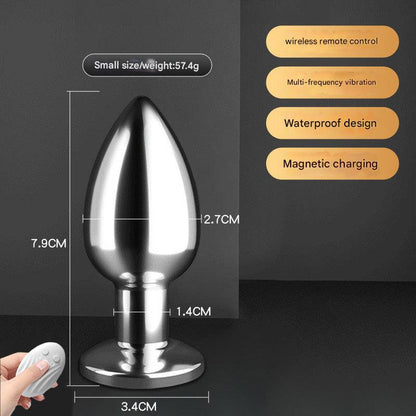 Remote Controlled Stainless Steel Vibrating Anal Plug - Small Size - Remote Control - image 0