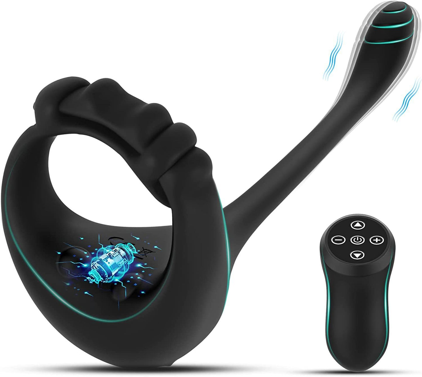Vibrating Cock Ring With Prostate Masager - Black - image 0