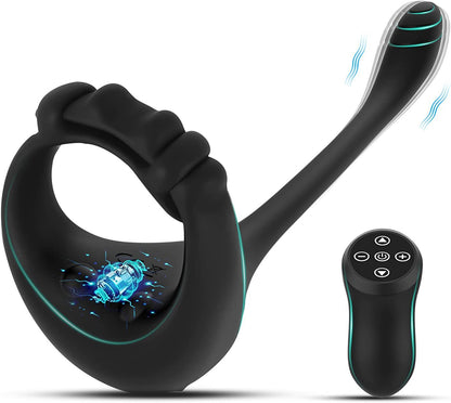 Vibrating Cock Ring With Prostate Masager - Black - image 0