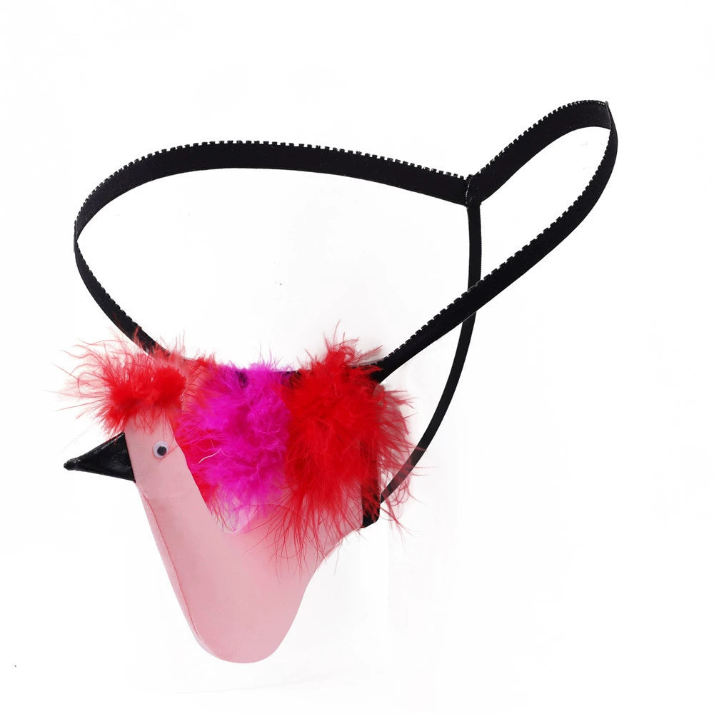 Men's Funny Big Bird Penis Pouch Thong - Pink - image 13