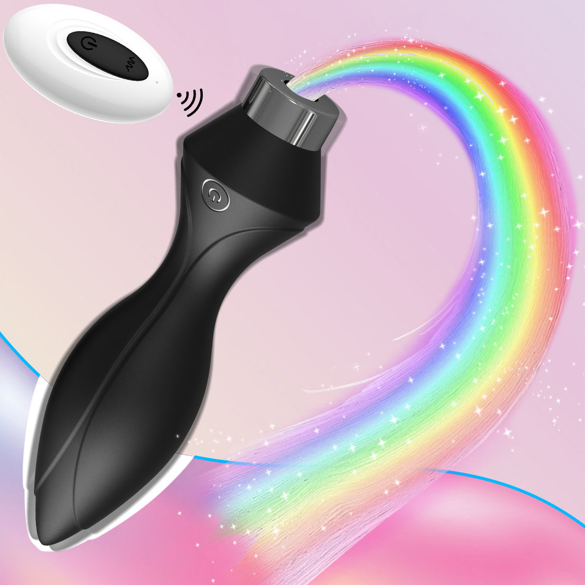 7 Types Of Led Light  Remote Control Rechargeable Butt Plug - Black - image 6