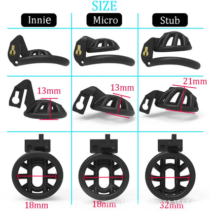 Innie/Micro/Stub Chastity Cage for Sissy Play with 3 Size Rings - image 3