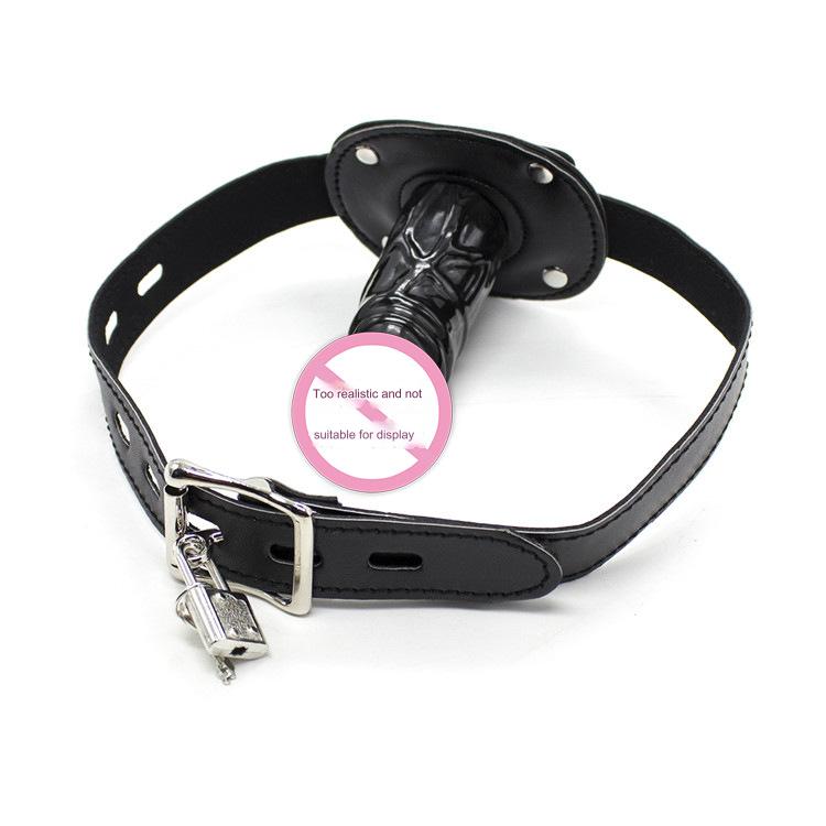 Penis Dildo Mouth Gag - Black - L - image 0