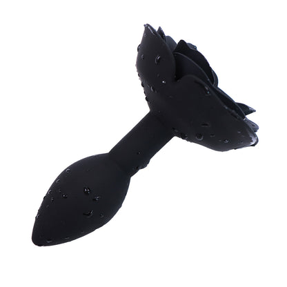 Silicone Rose Butt Plugs - Black - image 0