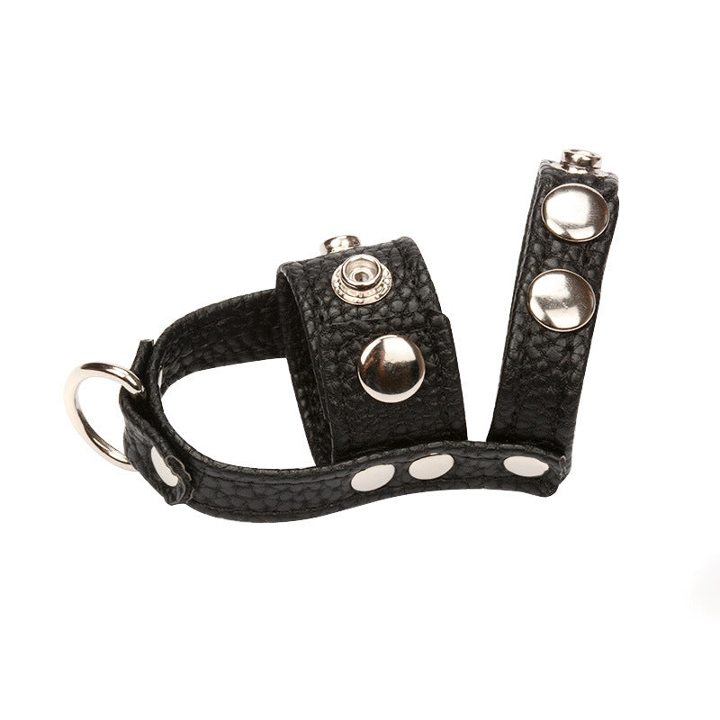 Leather Ball Stretcher With Cock Ring - Black - image 1
