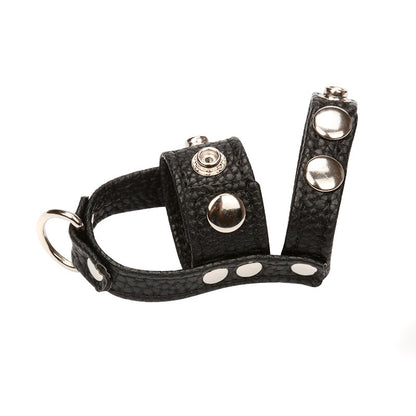 Leather Ball Stretcher With Cock Ring - Black - image 1