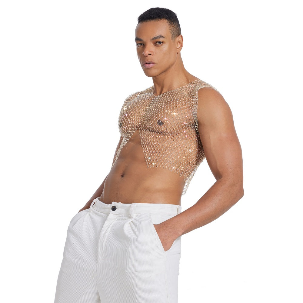 Starluxe Mesh Sparkle Top – Style D - Golden - XL - image 0