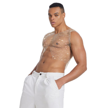 Starluxe Mesh Sparkle Top – Style D - Golden - XL - image 0