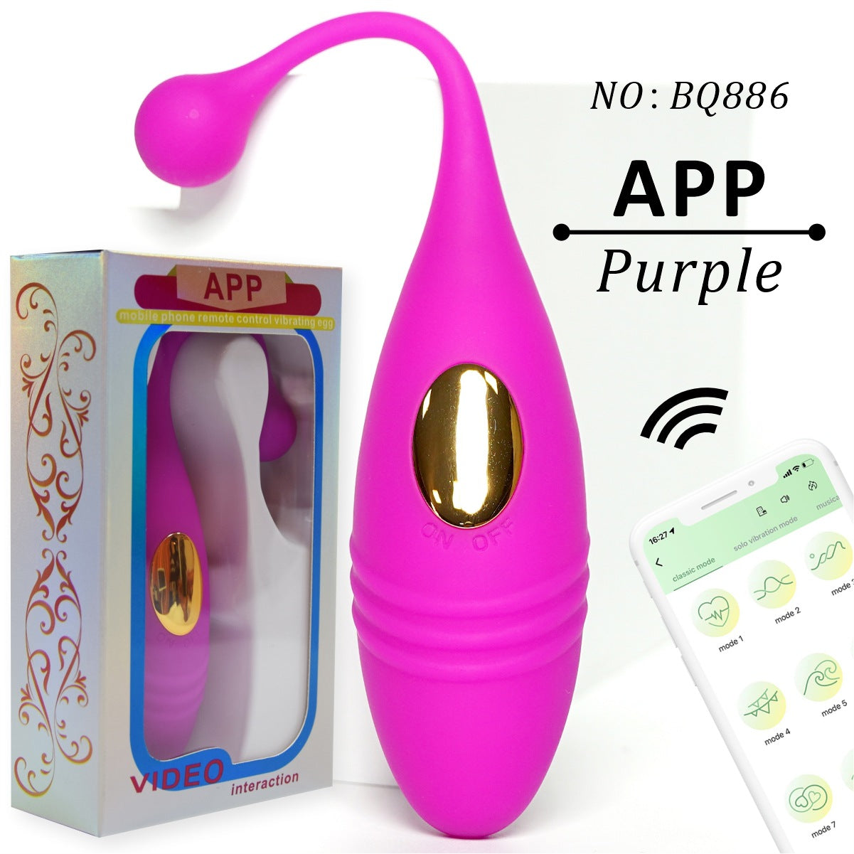 VibePulse Duo – Wireless Ribbed Egg Vibrator - Purple - App Control - image 11